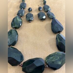 Elegant Green Beaded Necklace and Earring Set